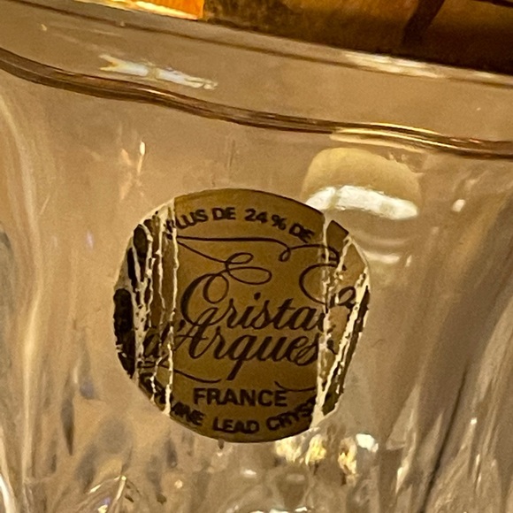 Cristal D’Arques-set of 2- candle holders genuine lead crystal/gold rim & bottom - Picture 4 of 9